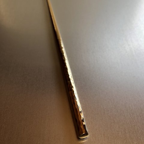 brass hair stick long ×槌目（かんざし）ヘアスティック ヘアフォーク