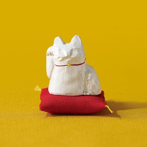 北欧風_長毛のミニ招き猫 〜白猫〜