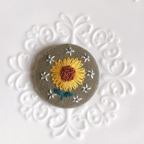 【刺繍ヘアゴム✳︎ブローチ】ひまわり🌻