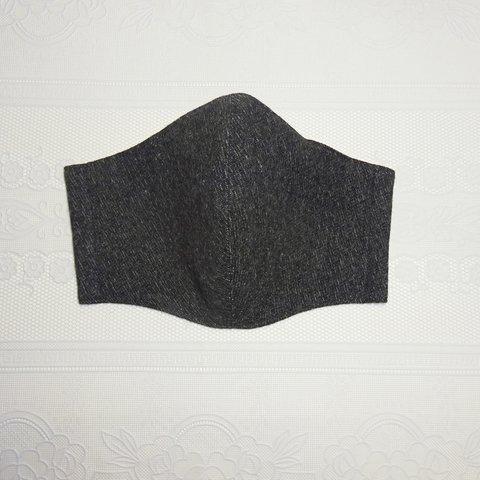 Lサイズ　フランス製ウール　ブラック　ノーズワイヤー入り　立体マスク
