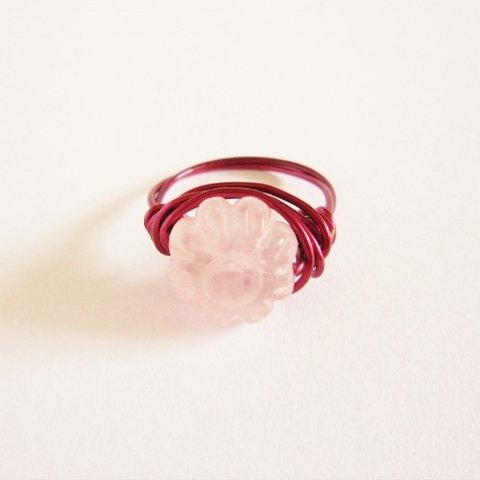 Flour　ローズクォーツ　Wire　Ring