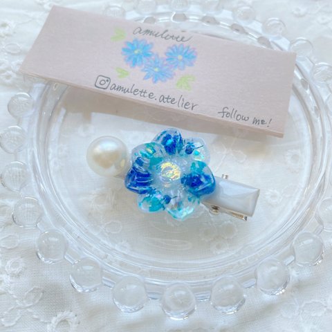 青ダリアのヘアクリップ~blue~