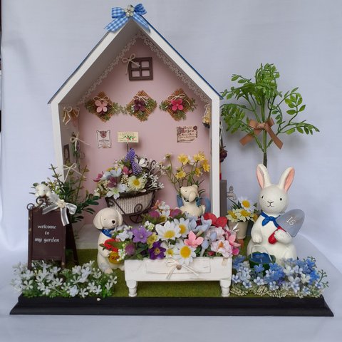 🌳🐇動物たちの花屋さん🐕🌳ドールハウス(完成品)