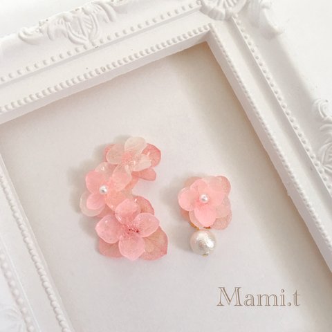 《Mami.t》再販♡紫陽花のイヤーカフセット  桜色