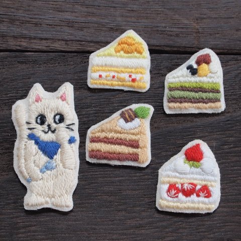 手刺繍ケーキ ステッカーシール