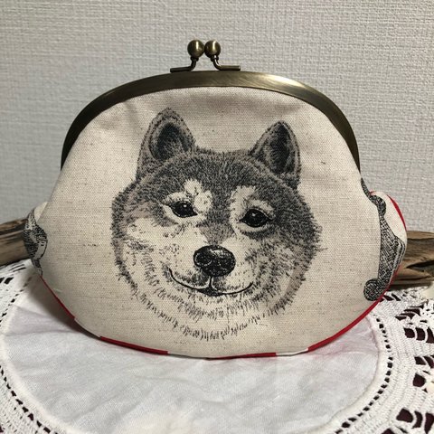 がま口化粧ポーチ   柴犬SMILE