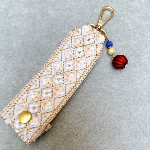 インド刺繍リボンのなんでもホルダー　ロング