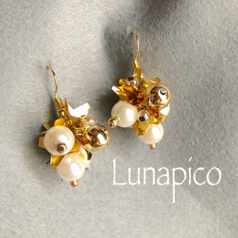 【1019】☆spangle  series☆ small goldピアス