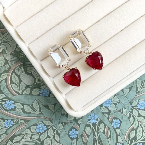 classic heart  crystal pierce / earring