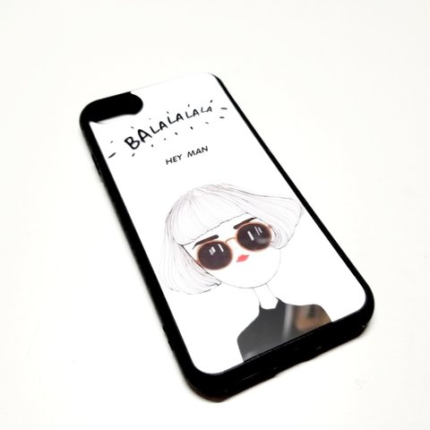 送料無料 iPhoneSE2 iPhone7 iPhone8 iPhoneケース カバー 女の子 ボブ 0007