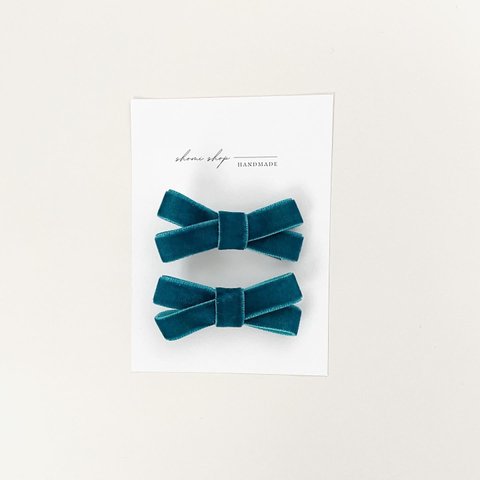 ［2Pset］"teal blue"Velvet ribbon