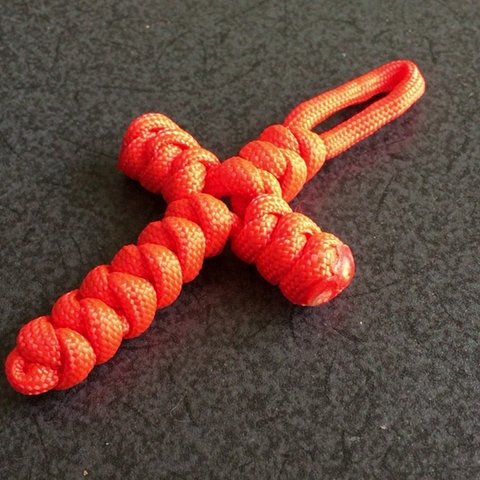 Paracord cross　Snake knot 十字架オレンジ