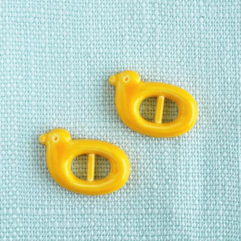 (3個) 水鳥のボタン 15mm 黄色　フランス製 ＊鳥 イエロー