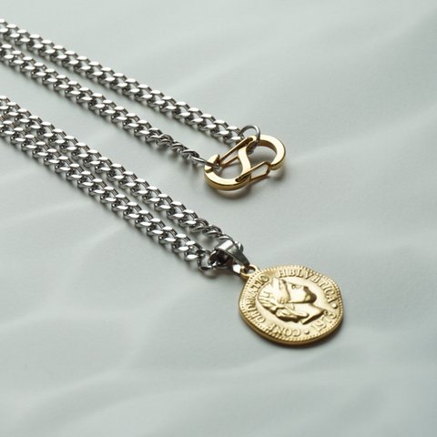 【unisex】bicolor coin necklace バイカラーコインネックレス　ユニセックス