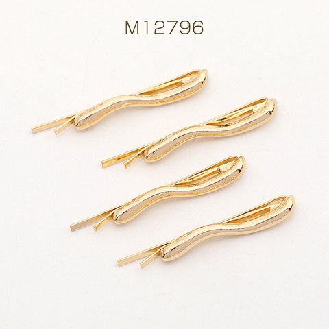 M12796  12個  デザインへアピン 細ヘアピン 前髪留めピン ゴールド 4×31mm  3 x（4ヶ）