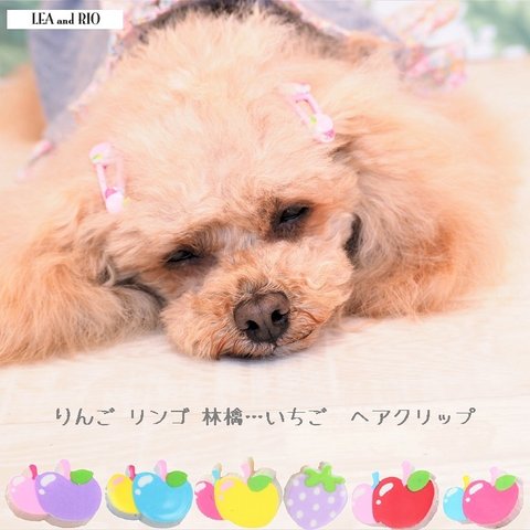 ヘアピン ヘアクリップ バレッタ ヘアアクセ 極小犬 パピー 超小型犬 小型犬 犬 猫 ペット 服 犬服 猫服 フルーツ 林檎 りんご HAT165 166 167 168 169 170 171