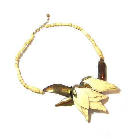 Vintage Born & Brass Flower Design Necklace