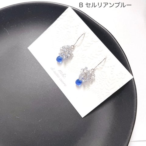 gray grains of drop(M)〜灰色の粒と雫〜/イヤリング/ピアス