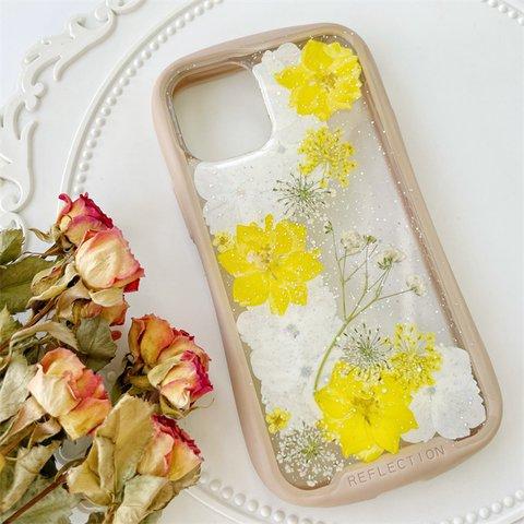 紫陽花のiFace風押し花スマホケース、iPhoneのみ対応、手帳型、iPhone15、iPhone15 Pro、iPhone15plus、iPhone14、iPhone14 plus、iPhone8