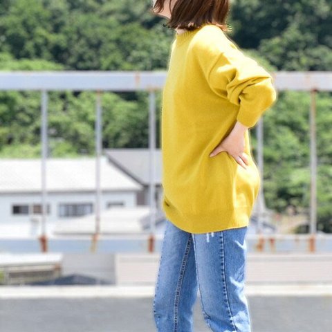 洗えるカシミヤニット size1 (mustard)