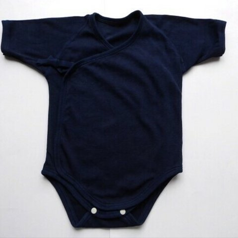 新生児用・オーガニックコットン・ロンパス肌着・藍染め(50サイズ) 
