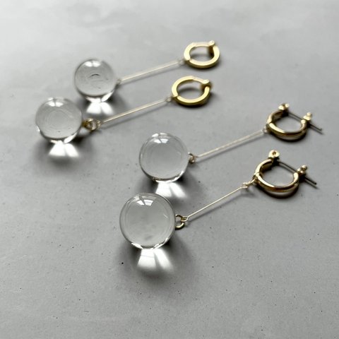 ●4  -  clear round.  -  earrings • ear clips （ クリアピアス　クリアイヤリング 丸ピアス 丸イヤリング ）