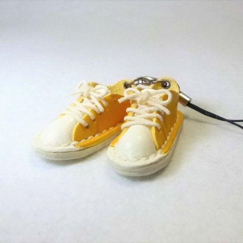 ミニチュア靴のストラップ／スニーカ／黄色／白