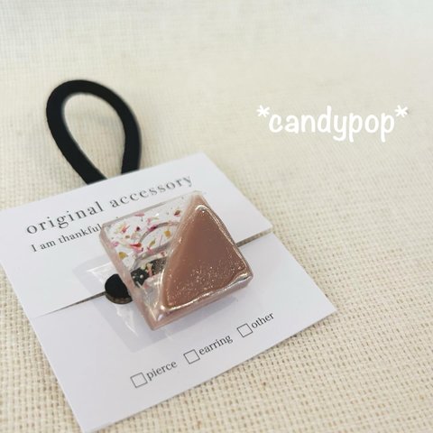 茶色❤︎つやつやドライフラワー入りエレガントヘアゴム❤︎candypop