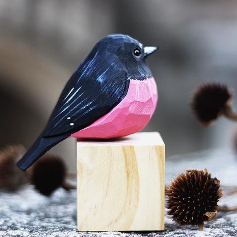 新しいスタイル　小鳥木彫り  鳥のペンダント  肥えた小鳥　木彫り小鳥　小鳥実木 
 誕生日プレゼント手芸実木のデスクトップ飾り  動物木彫  彫刻飾りX10