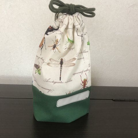 【コップ&歯ブラシ袋】シンプルな虫柄の茶巾袋