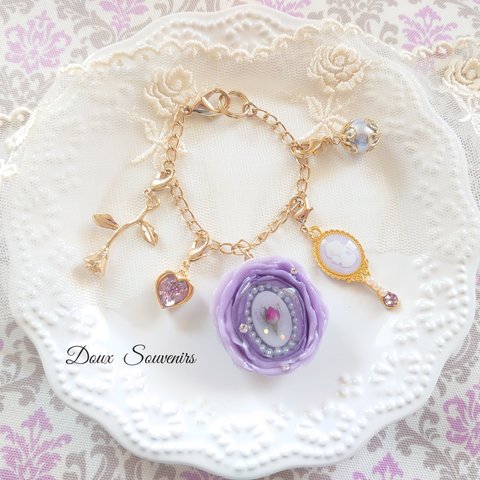 薔薇のロマンティックなバッグチャーム(紫  2way