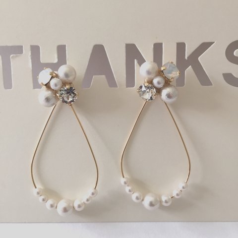 2way!! pearl × bijou flower & drop* white*