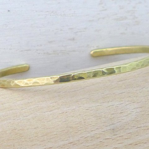 Brass Bangle 真鍮バングル 槌目テクスチャー 細身幅約3mm 