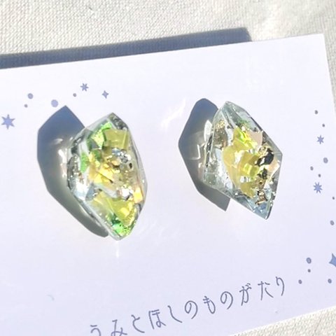 ✧螺鈿の鉱石ピアス✧ yellow