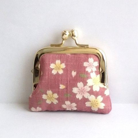 ■角型■小さいがま口：ちっちゃいがま口：角279：かわいいがまぐち：小さい財布：littlie purse：桜,桜吹雪,お花見,cherry blossoms