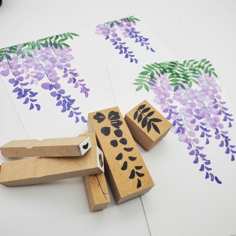 【春】捺して作る藤棚のスタンプセット
