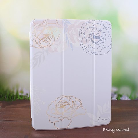 【名入れ可 iPadソフトケース】Peony second　※Apple Pincil収納付き