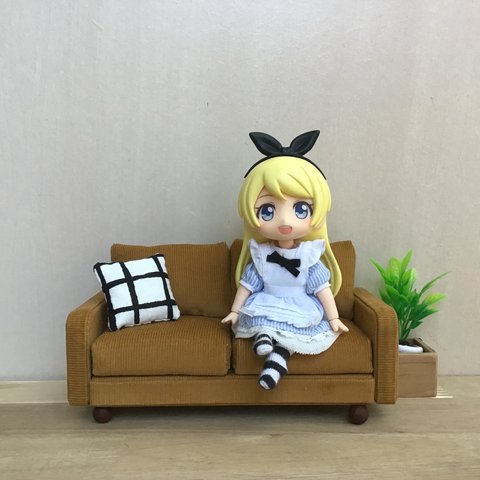 ドール用　コーデュロイ　ファブリックソファ　ミニチュア家具