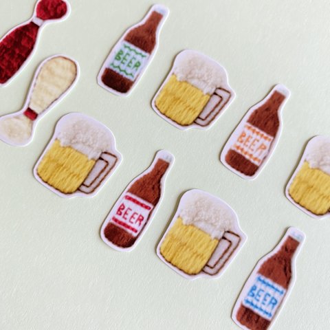 刺繍プリントフレークシール(BEER)