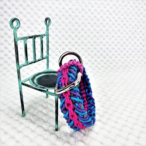 [公式]パラコードマクラメ編み＃133No163 ピンク・ブレー・紫・茶の小型犬・中型犬首輪