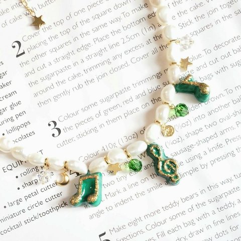 【送料無料】Music note Necklace(GN)💚