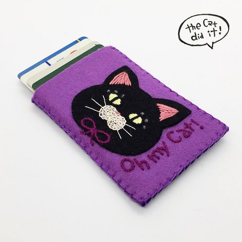 ネコ刺繍カードケース　☆送料無料☆