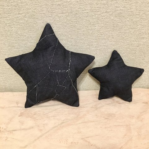 星のクッション☆デニム＆ベロア