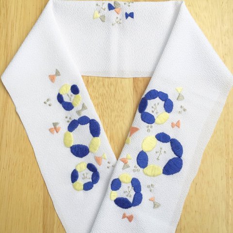 刺繍半衿  flower.blue