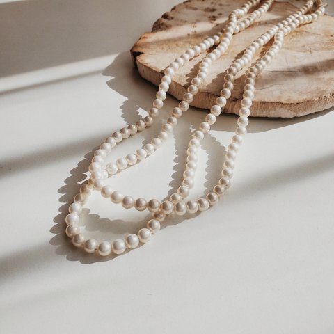 Super Long Pearl Necklace スーパーロングパールネックレス 二連 一連 長い シンプル トレンド
