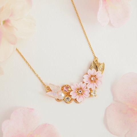 桜の花束ネックレス -花の宴-　∗つまみ細工∗