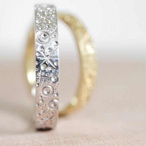 『sor𐋎⌖˖°.╰╯』星空の結婚指輪 オーダーリング ペアリング 2本セット (プラチナ or ゴールド )( 光沢仕上げ ) 結婚指輪のオーロ　　　　　　