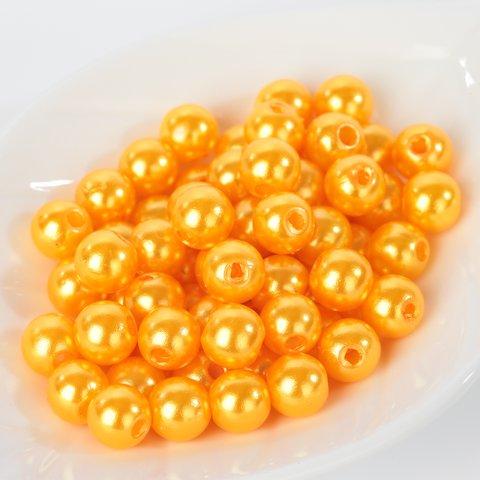 カラーパール 樹脂 黄色 イエロー 8ミリ 100粒 (穴の直径約2mm) 　P33