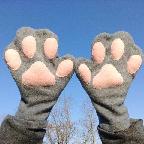 猫の手 手袋（グレー） 