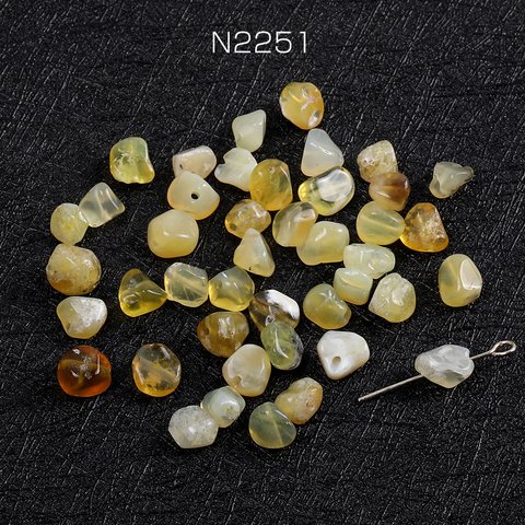 N2251 60個 天然石ビーズ 天然石さざれ石 イエローオパール 3×（20ヶ）